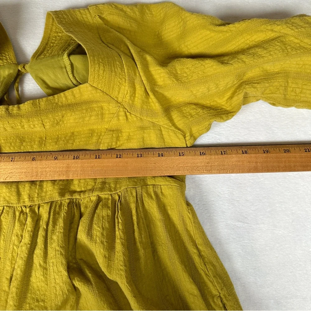 Free people Olive Green Gigi blouse square‎ neck puff sleeve